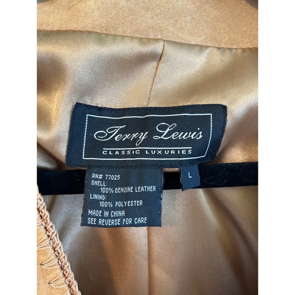 GOLD LEATHER Vintage Terry Lewis Classic Luxuries - Decorative Stitching - SZ L - Picture 7 of 7